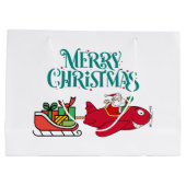 Santa Flying Airplane, Sleigh & cadeaus, Kerstmis Groot Cadeauzakje (Achterkant)