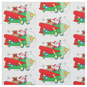 Santa Flying Airplane with Gifts Stof
