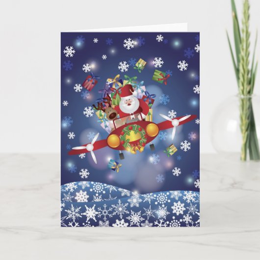 Santa Flying Antiek Auto Kaart (Voorkant)