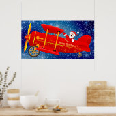 Santa Flying Biplane Poster (Keuken)