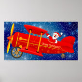 Santa Flying Biplane Poster (Voorkant)