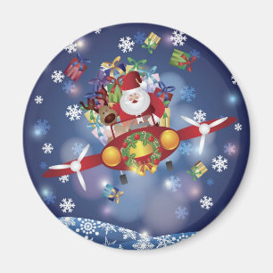 Santa Flying Plane Magnet