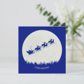Santa & Flying Reindeer Flat Square Holiday Kaart (Staand voorkant)