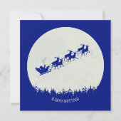 Santa & Flying Reindeer Flat Square Holiday Kaart (Voorkant)