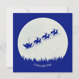 Santa & Flying Reindeer Flat Square Holiday Kaart