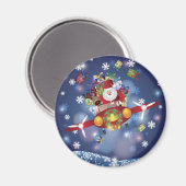 Santa Flying Vliegtuigmagneet Magneet (Voorkant / Achterkant)