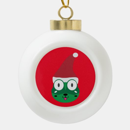 Santa Fogger Ball Ball Keramische Bal Ornament (Voorkant)
