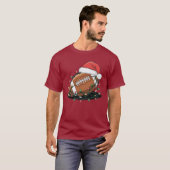 Santa Football Humor Kerst Football Vrouwen Mannen T-shirt (Voorkant volledig)