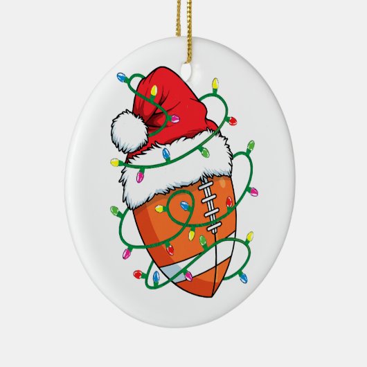 Santa Football Sportbal Mannen Jongens Kerstmis Keramisch Ornament (Rechts)