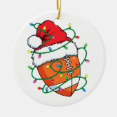 Santa Football Sportbal Mannen Jongens Kerstmis Keramisch Ornament (Voorkant)