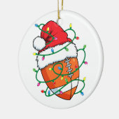 Santa Football Sportbal Mannen Jongens Kerstmis Keramisch Ornament (Links)