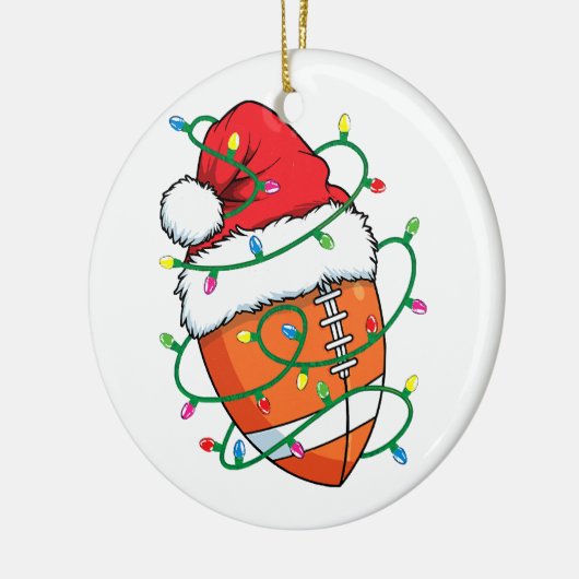 Santa Football Sportbal Mannen Jongens Kerstmis Keramisch Ornament (Links)