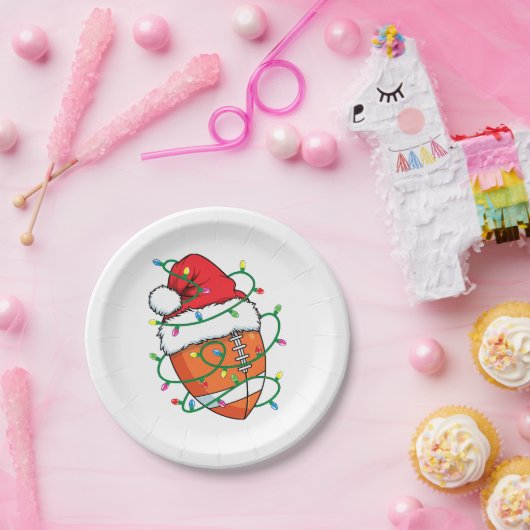 Santa Football Sportbal Mannen Jongens Kerstmis Papieren Bordje (Feest)