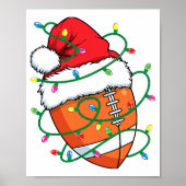 Santa Football Sportbal Mannen Jongens Kerstmis Poster (Voorkant)