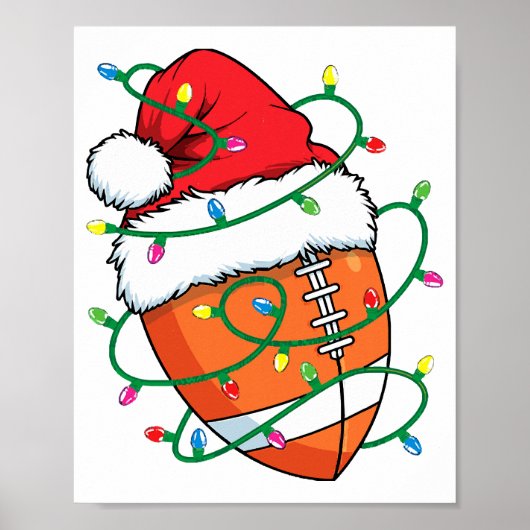 Santa Football Sportbal Mannen Jongens Kerstmis Poster (Voorkant)
