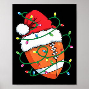 Santa Football Sportbal Mannen Jongens Kerstmis Poster