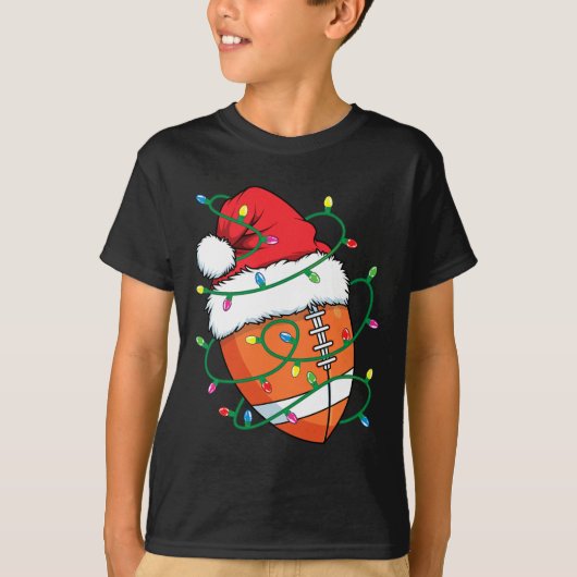 Santa Football Sportbal Mannen Jongens Kerstmis T-shirt (Voorkant)