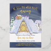 Santa Footprint op Rooftop Funny-kerstbeweging Folie Feestdagenkaart (Voorkant)