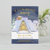 Santa Footprint op Rooftop Funny-kerstbeweging Folie Feestdagenkaart (Staand Voorkant)