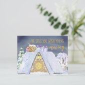 Santa Footprint op Snowy Rooftop-kerstbeweging Feestdagenkaart (Staand voorkant)