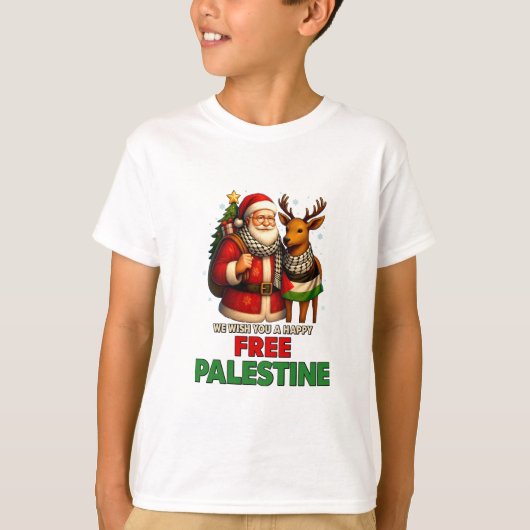 Santa for Palestine – Christmas Peace T-shirt (Voorkant)