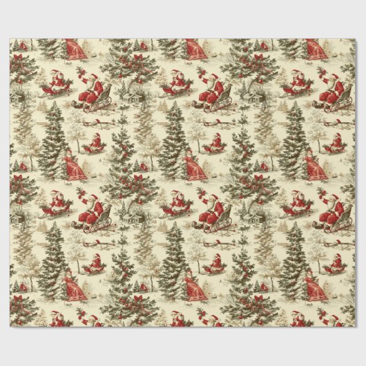  Santa Forest Sleigh Ride Pattern Cadeaupapier (Vlak)