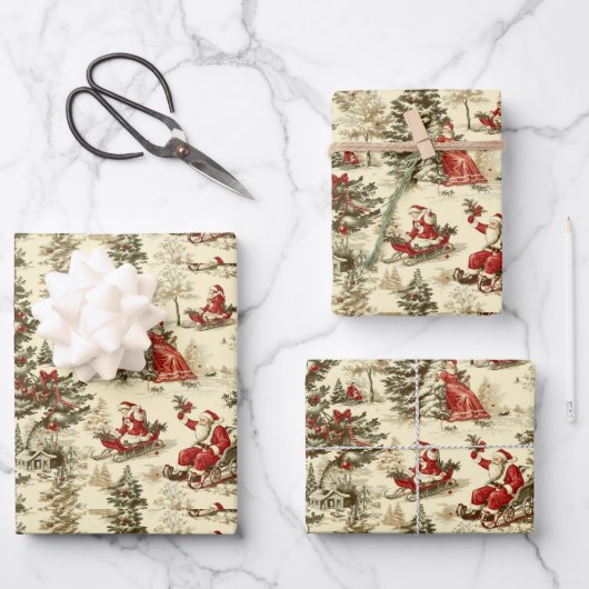 Santa Forest Sleigh Ride Pattern Inpakpapier Vel (Voorkant)