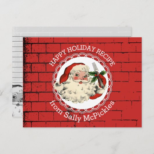 Santa fork koken bakken recept kaart (Voorkant / Achterkant)