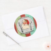 Santa fork lepel culinair kerstlabel Ronde Sticker (Envelop)