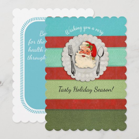 Santa fork lepel culinaire kerstkaart (Voorkant / Achterkant)