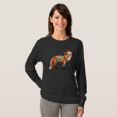 Santa Fox Christmas Lights Fox  Christmas Hat T-shirt (Voorkant volledig)