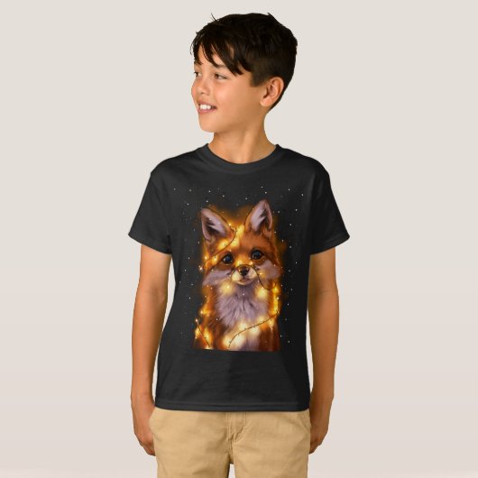 Santa Fox Lover Kerstverlichting Pyjama Kostuum T-shirt (Voorkant volledig)