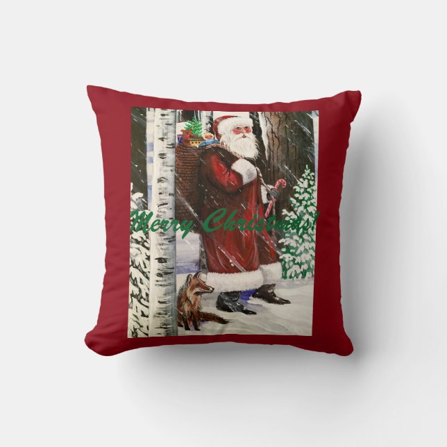 Santa & Fox Pillow Kussen (Voorkant)