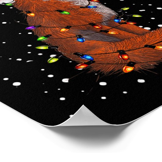 Santa Fox Tangled Up In Christmas Tree Lights Foxe Poster (Hoek)