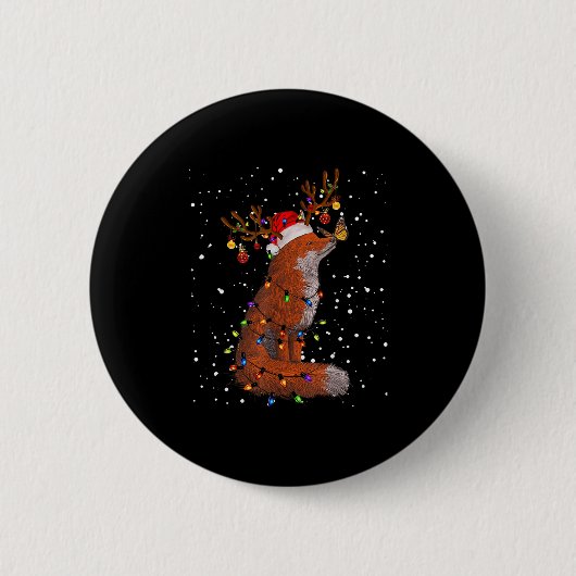 Santa Fox Tangled Up In Christmas Tree Lights Foxe Ronde Button 5,7 Cm (Voorkant)