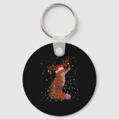 Santa Fox Tangled Up In Christmas Tree Lights Foxe Sleutelhanger (Voorkant)