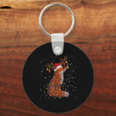 Santa Fox Tangled Up In Christmas Tree Lights Foxe Sleutelhanger (Voorkant)