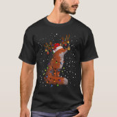 Santa Fox Tangled Up In Christmas Tree Lights Foxe T-shirt (Voorkant)