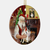Santa - Fox Terriers (TWEE-glad) Keramisch Ornament (Rechts)