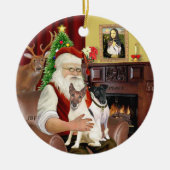 Santa - Fox Terriers (TWEE-glad) Keramisch Ornament (Voorkant)