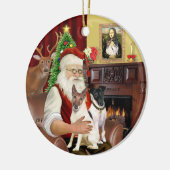 Santa - Fox Terriers (TWEE-glad) Keramisch Ornament (Links)
