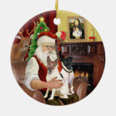 Santa - Fox Terriers (TWEE-glad) Keramisch Ornament (Achterkant)