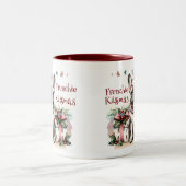 Santa Frans Bulldog Fun Feestelijk Xmas Hondenlief Tweekleurige Koffiemok (Center)