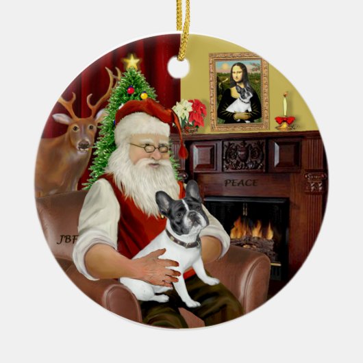 Santa-Franse BD (BW14) Keramisch Ornament (Voorkant)
