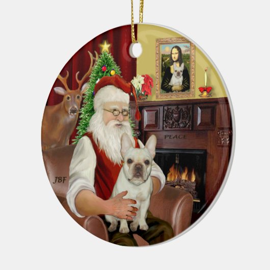 Santa-French Bulldog 1 Keramisch Ornament (Links)