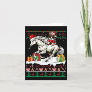 Santa French Bulldog Riding Horse Kersttrui Kaart