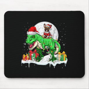 Santa French Bulldog Riding T-rex Christmas Owner Muismat