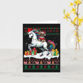Santa French Bulldog Riding Unicorn Kerstzweet Kaart (Gele Bloem)