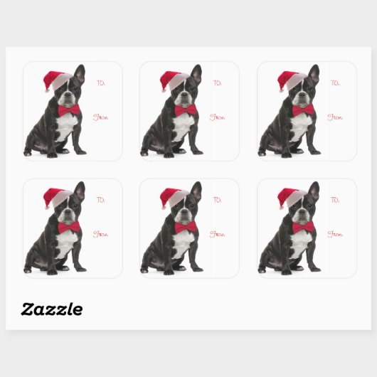 Santa Frenchie Cadeau Labels (Vel)