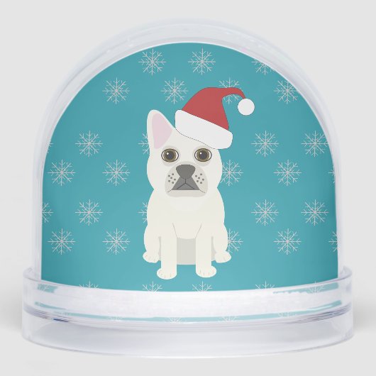 Santa Frenchie, Snowflakes Blue Sneeuwbol (Voorkant)
